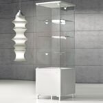 Quadram  all glass showcase with storage and lights 45cm wide