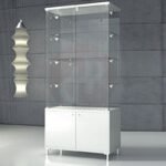 Quadram all glass showcase with side light and storage 85cm wide