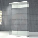 Quadram tall all glass showcase with top lights 120cm wide