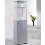 Gems glass display cabinet with storage base 175h x 45cm wide