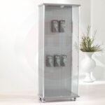 Gems tower showcase with back panell for hooks 73cm wide