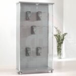 Gems tower showcase with back panell for hooks 93cm wide