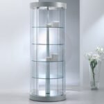 Curved 2 tall revolving showcase 71cm diameter