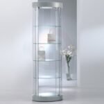 Curved 2 tall oval glass showcase 64cm diameter