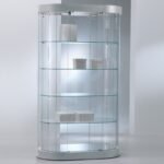 Curved 2 tall oval glass showcase 97cm wide
