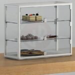 Leo table top showcase with 6 tilting doors 65cm wide