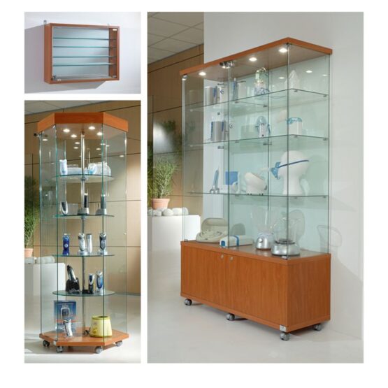 VFM CORNER TOWER FRAMELESS SHOWCASE WITH TOP LIGHT 68cm DEEP - Glass ...