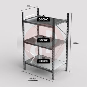 Mini Racking System 120 x 80 x 200cm H with 3 Galvanised Shelves