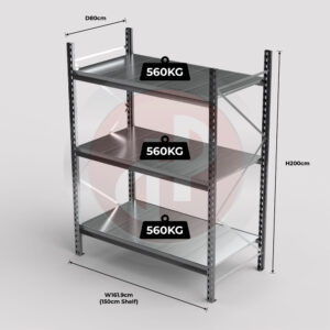 Mini Racking System 150 x 80 x 200cm H with 3 Galvanised Shelves
