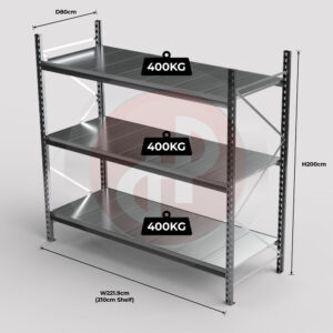 Mini Racking System 210 x 80 x 200cm H with 3 Galvanised Shelves